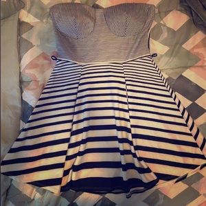 Alt.B black and white stripped mini dress
